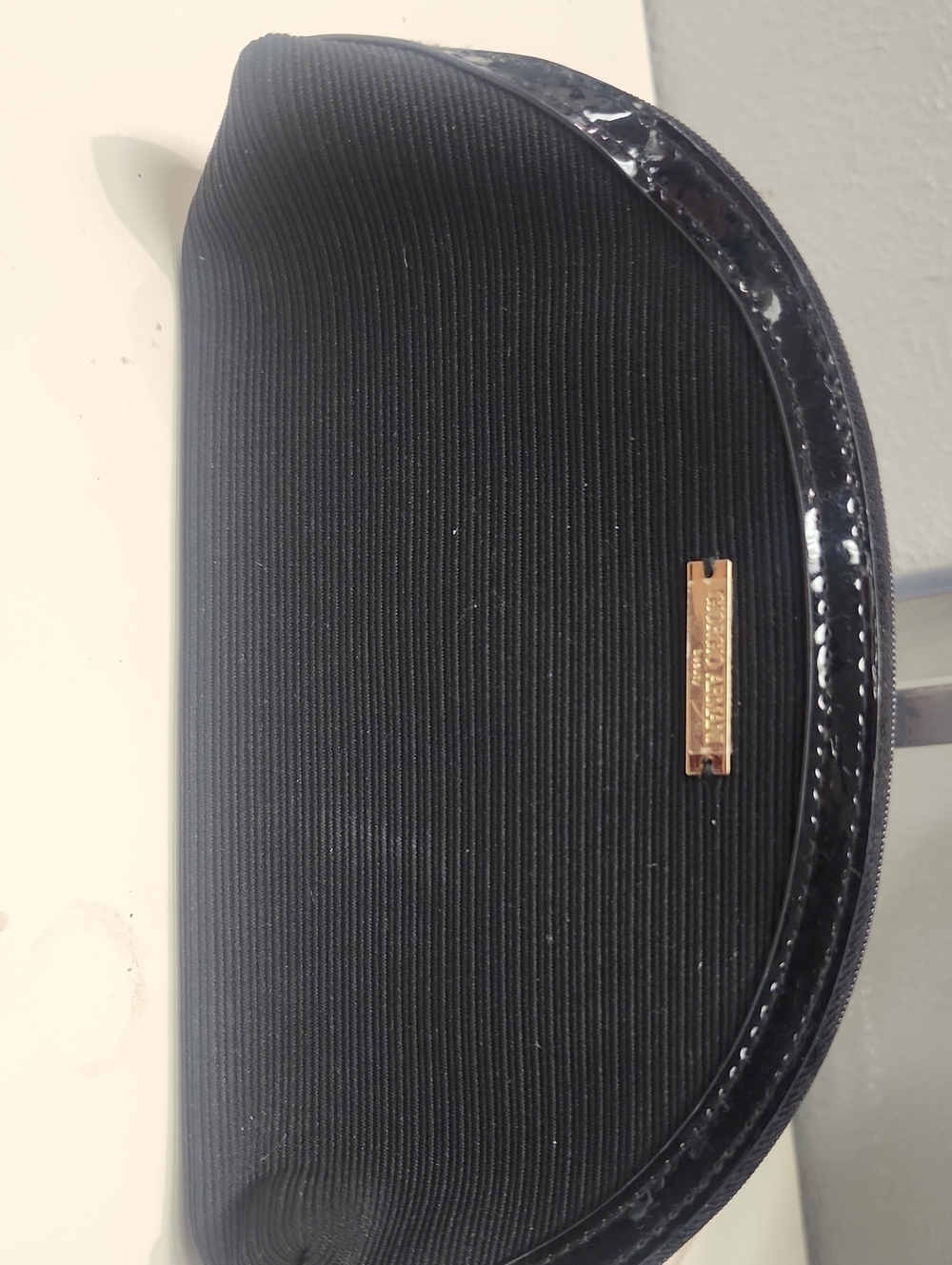 Authentic Giorgio Armani Beauty Black Canvas & Patent Dome Wristlet Pouch